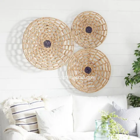 Set of 3 Water Hyacinth Wall Decor