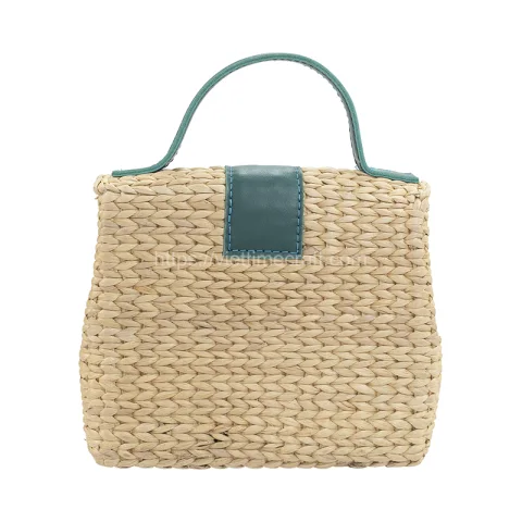 Leather Handle Water Hyacinth Bag – B00356