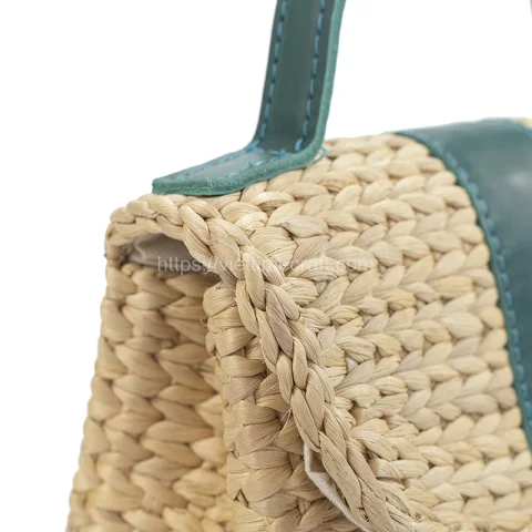 Leather Handle Water Hyacinth Bag – B00356
