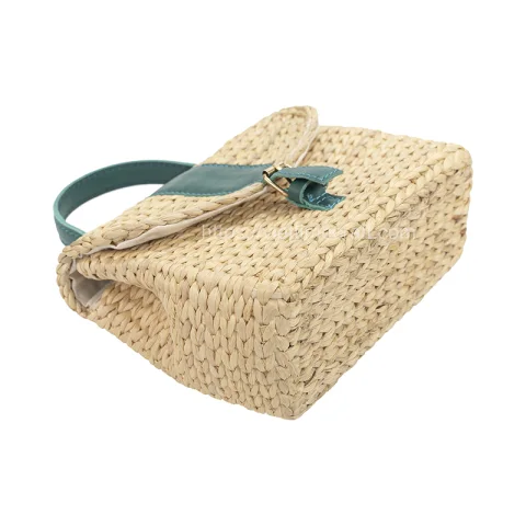Leather Handle Water Hyacinth Bag – B00356