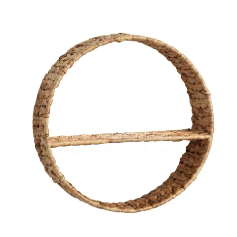 Round Water Hyacinth Wall Hanging Shelf Decor – B00372