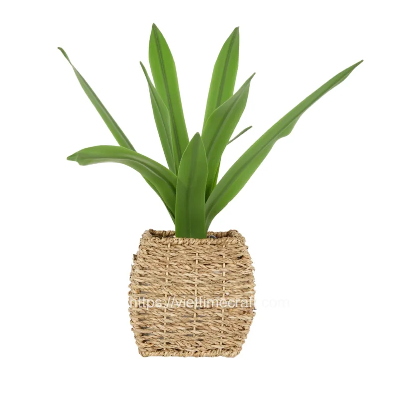 Square Seagrass Planter With Plastic Pot Wholesale – C00640