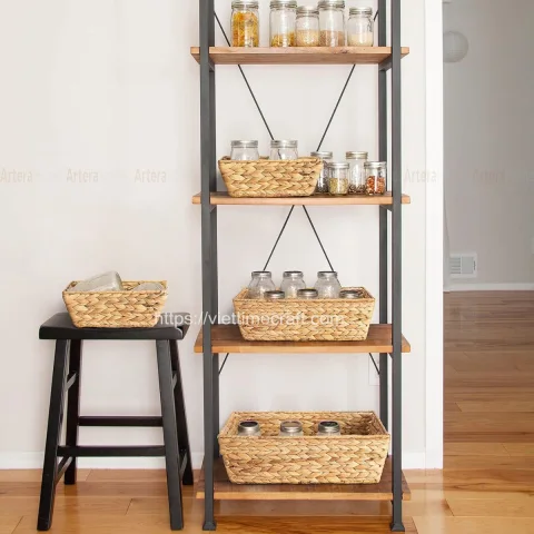 Set Of 4 Woven Water Hyacinth Baskets With Handle