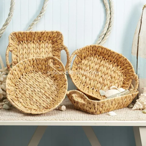 Wholesale Set of 4 Water Hyacinth Tray Basket