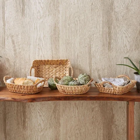 Wholesale Set of 4 Water Hyacinth Tray Basket