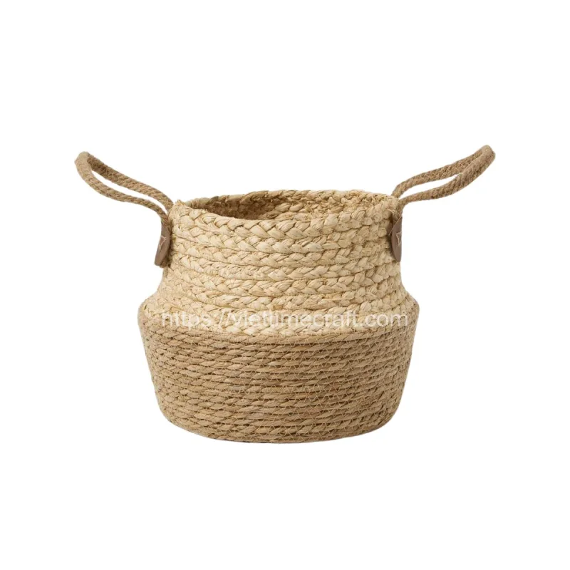 Natrural Water Hyacinth Planter Basket With Handle – B00385