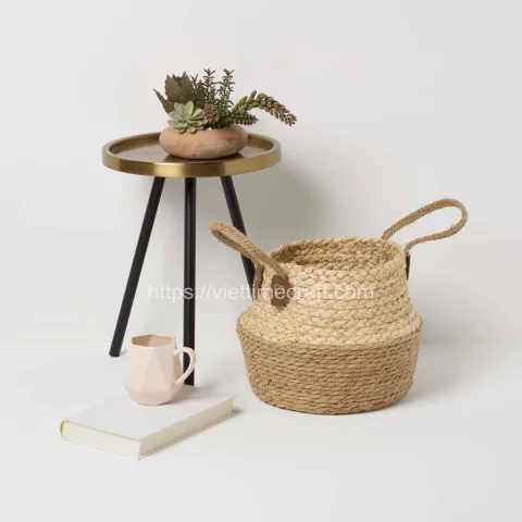 Natrural Water Hyacinth Planter Basket With Handle – B00385