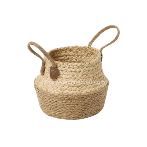 Natrural Water Hyacinth Planter Basket With Handle – B00385