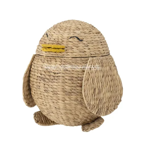 Penguin Shape Water Hyacinth Storage Basket With Lid