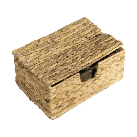 Handwoven Water Hyacinth Storage Basket With Lid