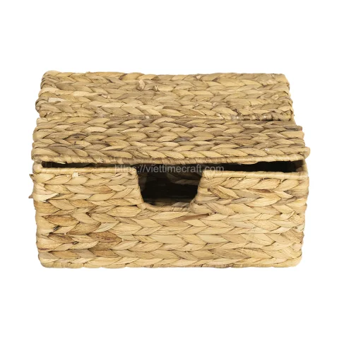 Handwoven Water Hyacinth Storage Basket With Lid