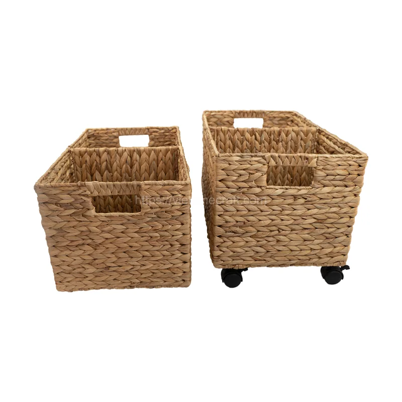Handwoven Water Hyacinth Baskets On Wheels Wholesale