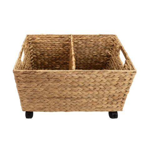 Handwoven Water Hyacinth Baskets On Wheels Wholesale