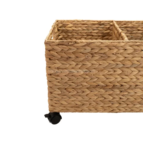 Handwoven Water Hyacinth Baskets On Wheels Wholesale