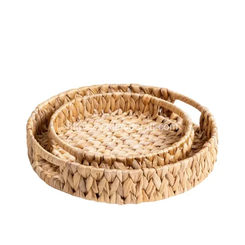 New Design 2 Water Hyacinth Storage Serving Trays With Handle