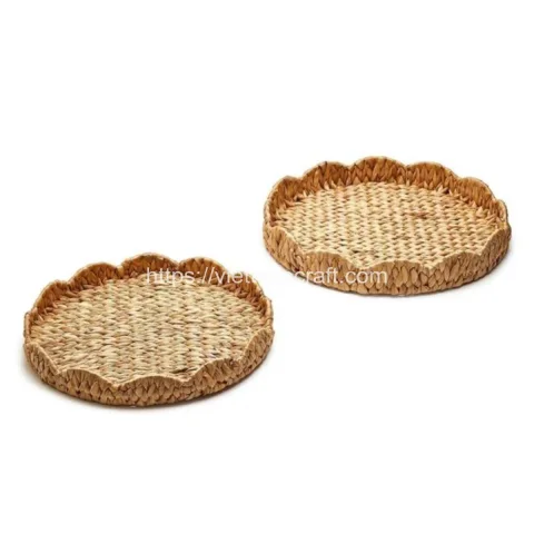 New Design 2 Water Hyacinth Storage Serving Trays With Handle