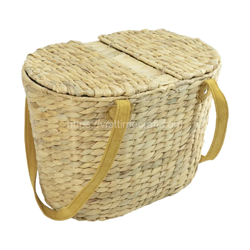 Handmade Water Hyacinth Picnic Bag With Two Handles