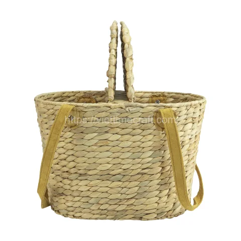 Handmade Water Hyacinth Picnic Bag With Two Handles