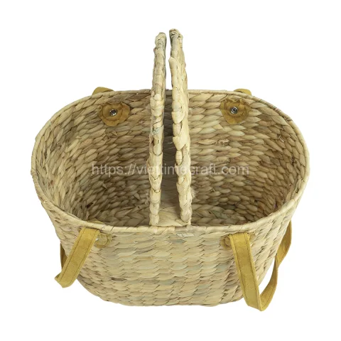 Handmade Water Hyacinth Picnic Bag With Two Handles