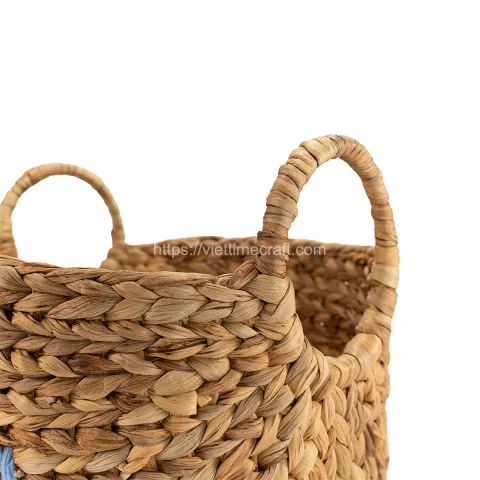 Rainbow Pattern Water Hyacinth Basket Cheap Price Vietnam Wholesale