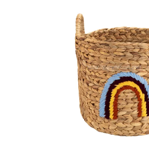 Rainbow Pattern Water Hyacinth Basket Cheap Price Vietnam Wholesale