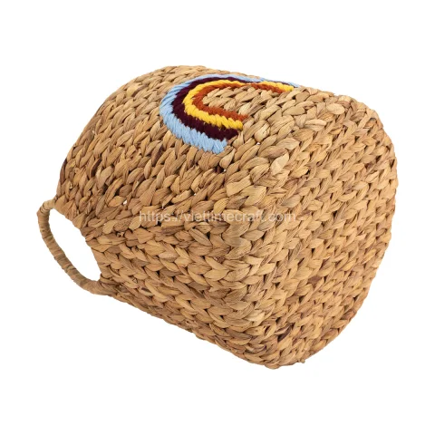 Rainbow Pattern Water Hyacinth Basket Cheap Price Vietnam Wholesale