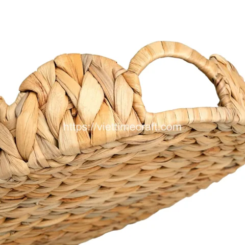 Scalloped Edge Round Water Hyacinth Tray Wholesale