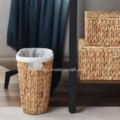 Sale in Bulk Water Hyacinth Storage Waste Basket/Bin Vietnam