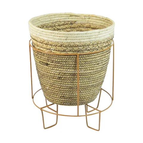 Unique Shape Water Hyacinth Planter/Flower Pot With Metal Stand Indoor