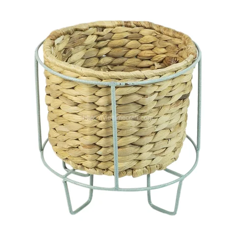 Unique Shape Water Hyacinth Planter/Flower Pot With Metal Stand Indoor