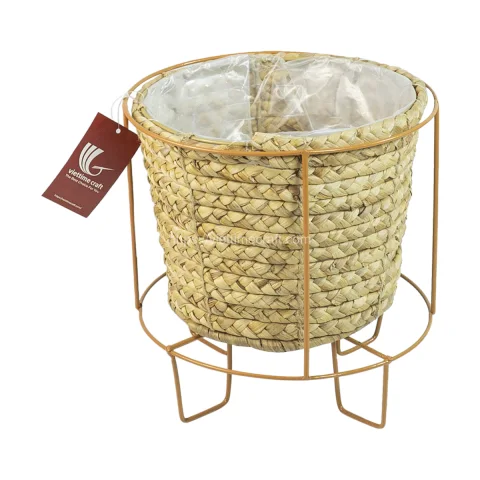 Unique Shape Water Hyacinth Planter/Flower Pot With Metal Stand Indoor
