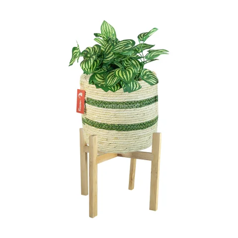 Wood Leg Water Hyacinth Planter Basket Or Flower Pot Collection