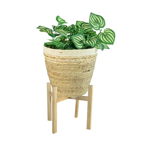 Wood Leg Water Hyacinth Planter Basket Or Flower Pot Collection