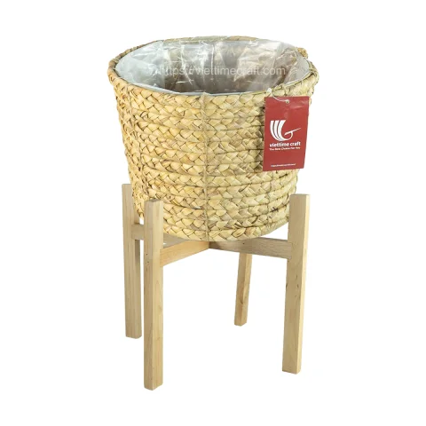 Wood Leg Water Hyacinth Planter Basket Or Flower Pot Collection