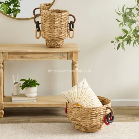 New Design Water Hyacinth Storage Basket Home Decoration Wholesale
