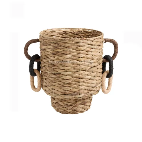 Eco Friendly Water Hyacinth Chain Handle Storage Basket Wholesale