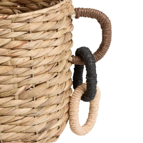 Eco Friendly Water Hyacinth Chain Handle Storage Basket Wholesale