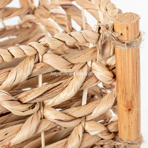 Woven Natural Water Hyacinth 2 Tier Storage Shelf