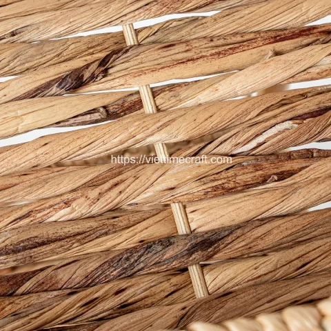 Woven Natural Water Hyacinth 2 Tier Storage Shelf