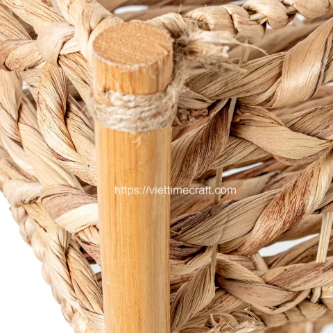 Woven Natural Water Hyacinth 2 Tier Storage Shelf