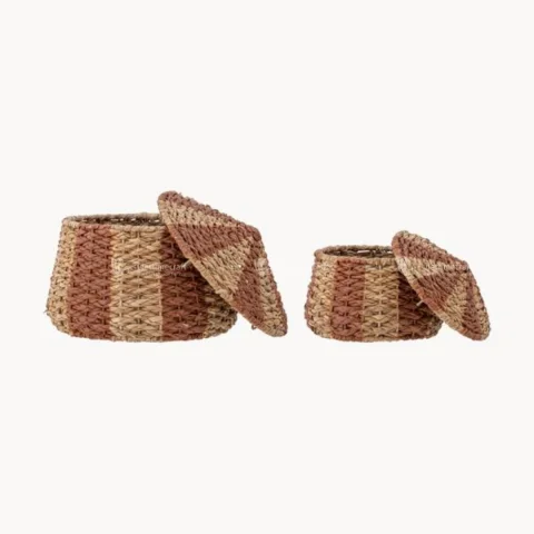 Woven Water Hyacinth Storage Basket With Lid For Kid Wholesale