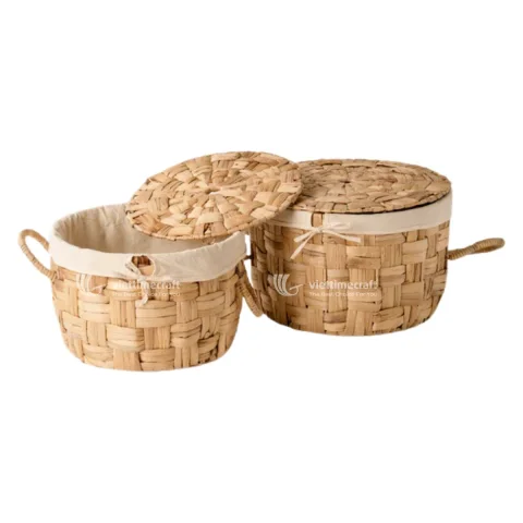 Set 2 Woven Water Hyacinth Storage Basket Wholesale