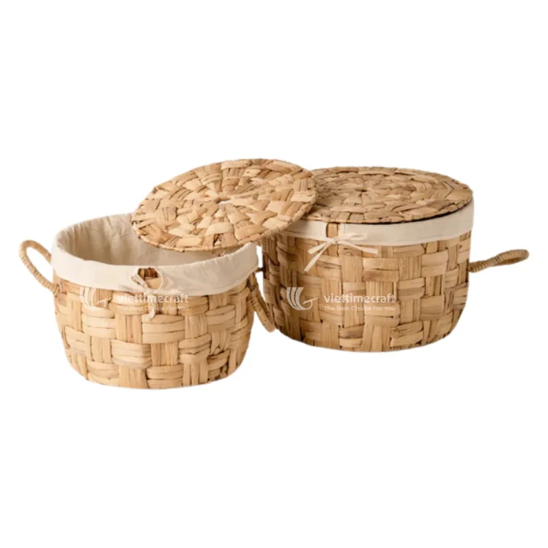Set 2 Woven Water Hyacinth Storage Basket Wholesale