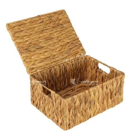 Set 3 Woven Natural Water Hyaicnth Storage Basket With Lid – B00446
