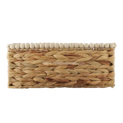 Eco Friendly Water Hyacinth Storage Basket With Beads