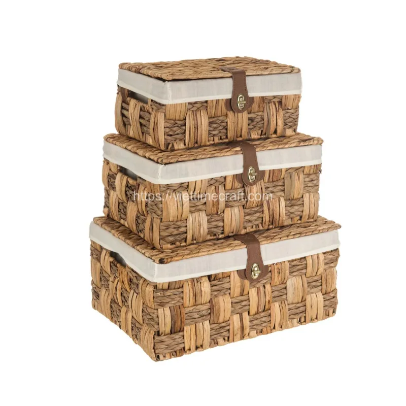 Wholesale Water Hyacinth and Seagrass Hamper Storage Basket Set