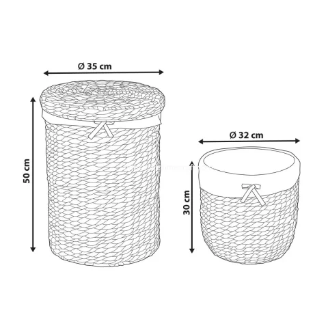 Set Of 2 Water Hyacinth Storage Basket