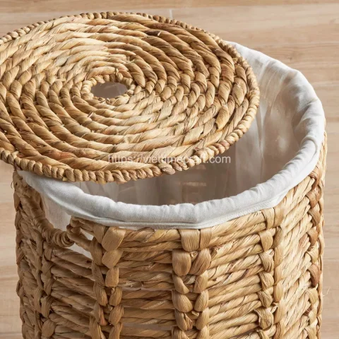 Round Wholesale Water Hyacinth Laundry Basket Wholesale