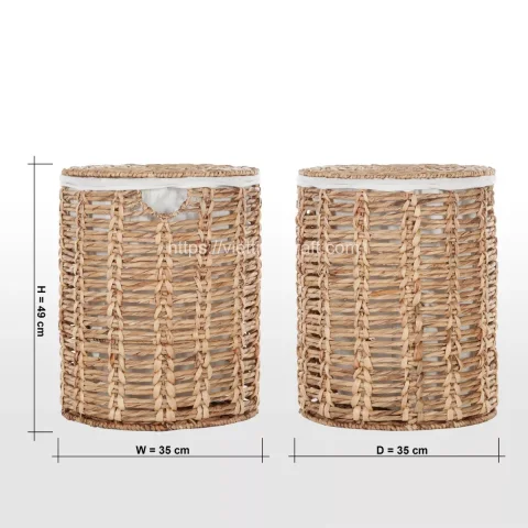 Round Wholesale Water Hyacinth Laundry Basket Wholesale