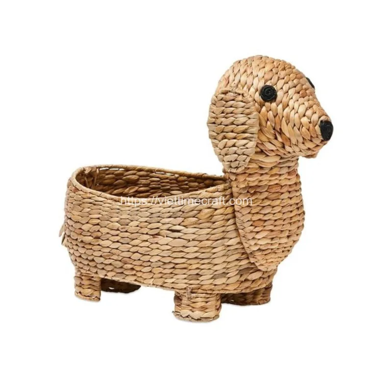 Natural Wicker Dachshund Shape Water Hyacinth Storage Basket